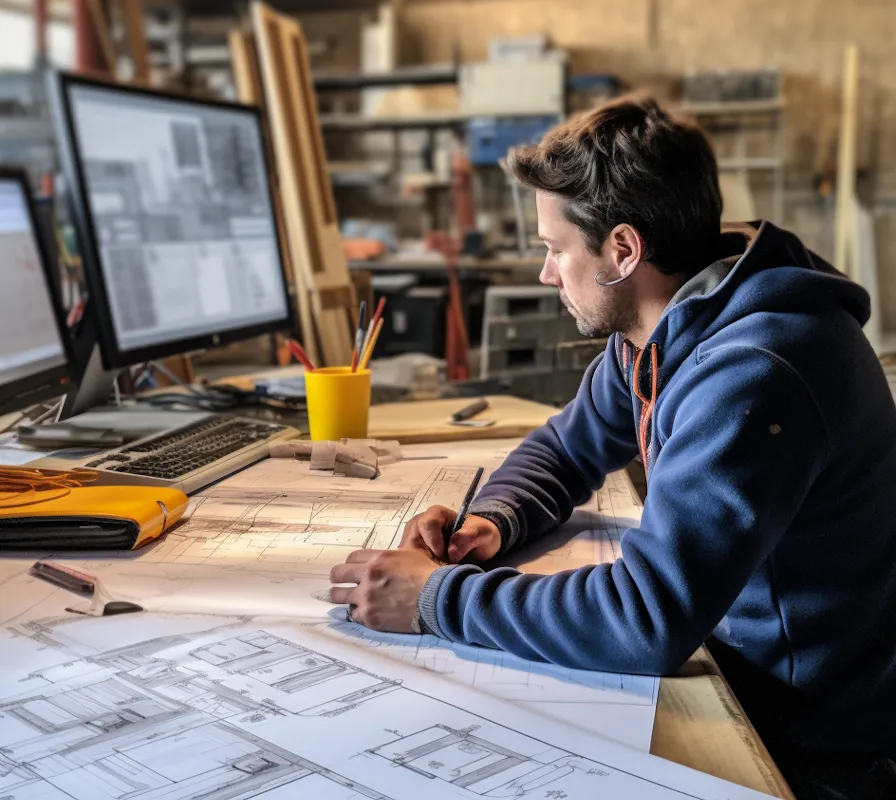 Site superintendent reviewing a punch list on a tablet.